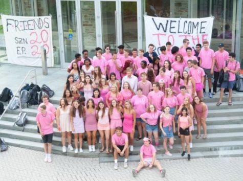 Friends Schools class of 2020 gathers in front of Forbush Hall in September, 2019.