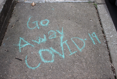 Sidewalk graffiti in the time of COVID, part of a pandemic series by Friends photojournalism students.