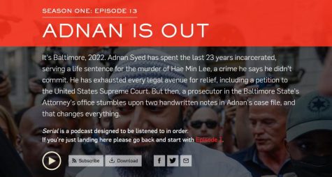 Screenshot of the Serial podcast website, the day after Adnan Syeds release from prison.