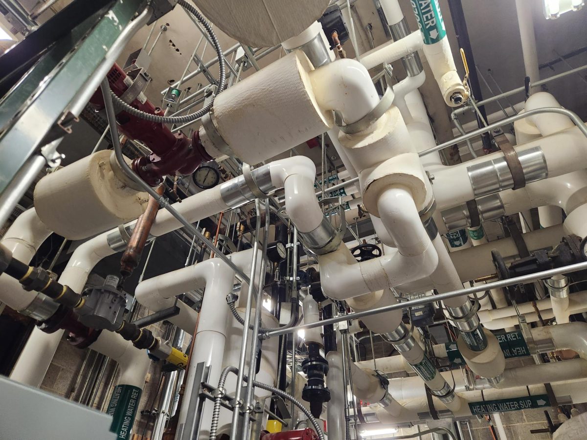 In the basement of Forbush Hall, a warren of pipes forms one of the nerve centers of the school.