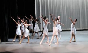 Friends Upper School dancers perform a new dance, Snow, as part of the second annual performance of The Jazzy Nutcracker.