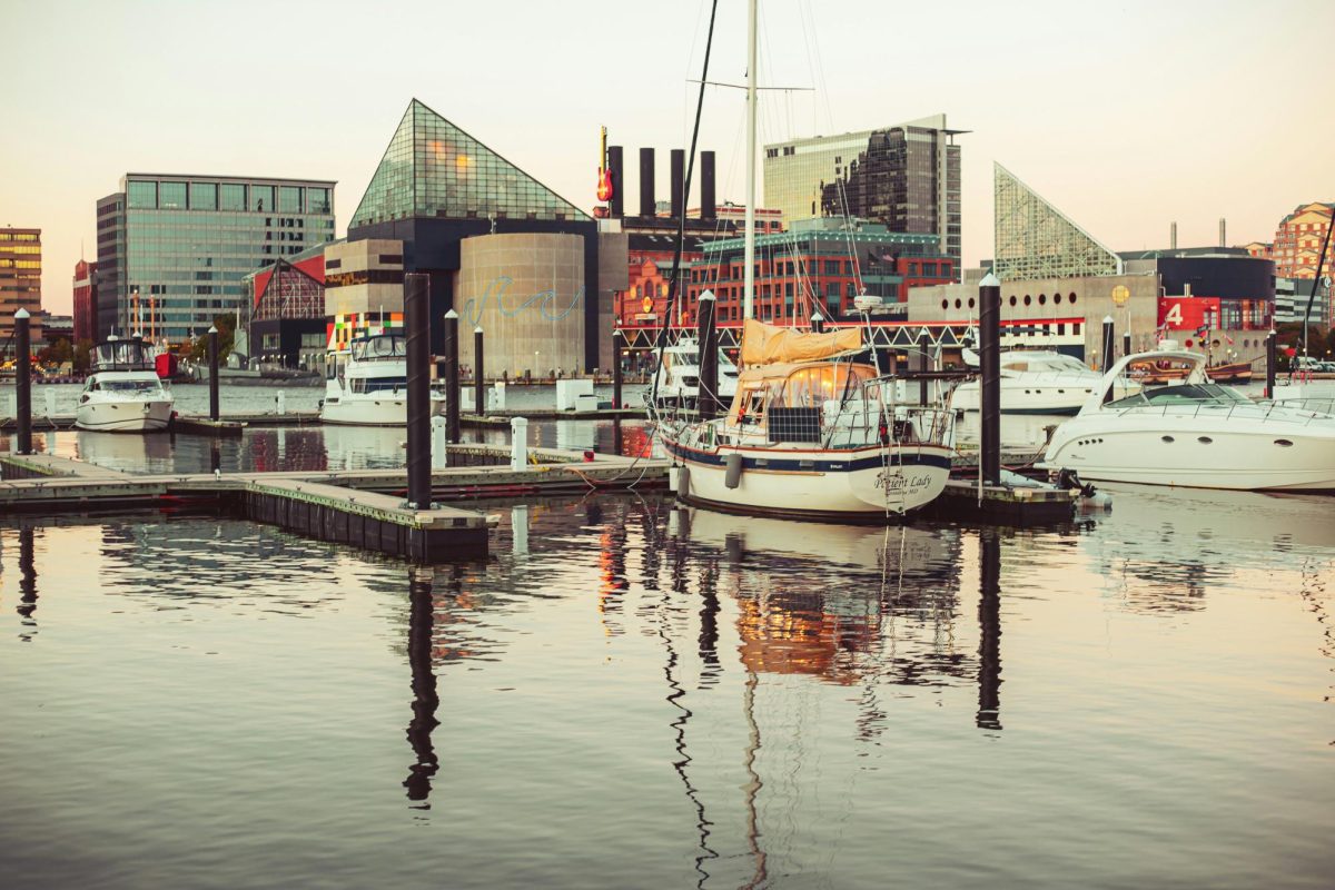 The Baltimore waterfront, pictured at dusk. The citys mayoral race may come down to a popularity contest, but Im trying to do my part.