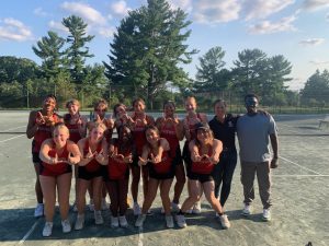 The team poses for victory after their match against Beth Tfiloh on September 5th.