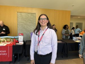 New college counselor Jake Montes-Adams attends the Friends fall College Fair.