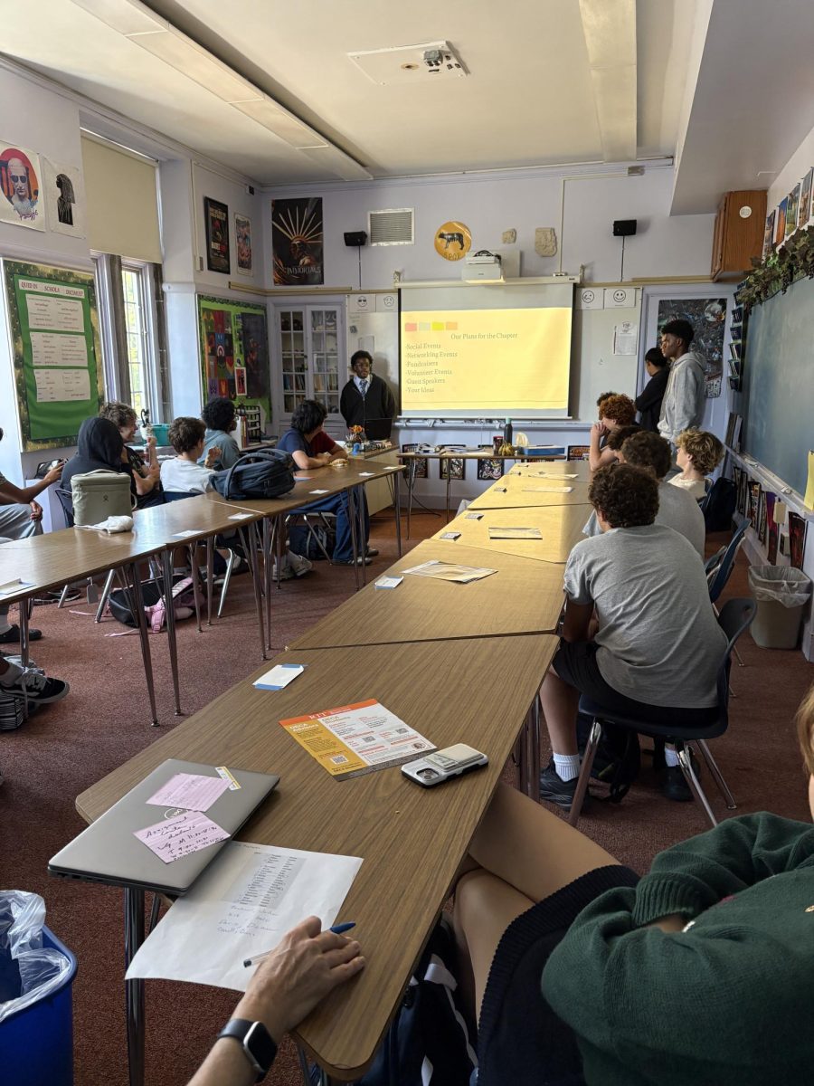 Students meet on September 19th to learn about one of Friends School's most popular new clubs: DECA.