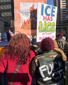 Some of the protestors at the January 30th Baltimore anti-ICE action had fun with their signs.